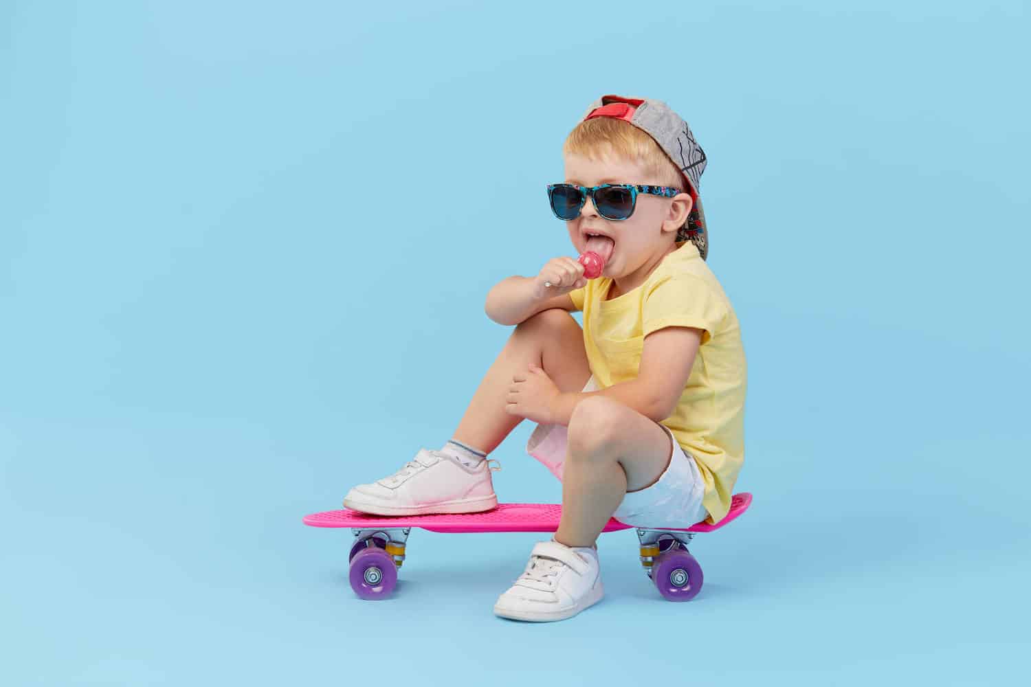 cool toddler boy sunglasses skateboard
