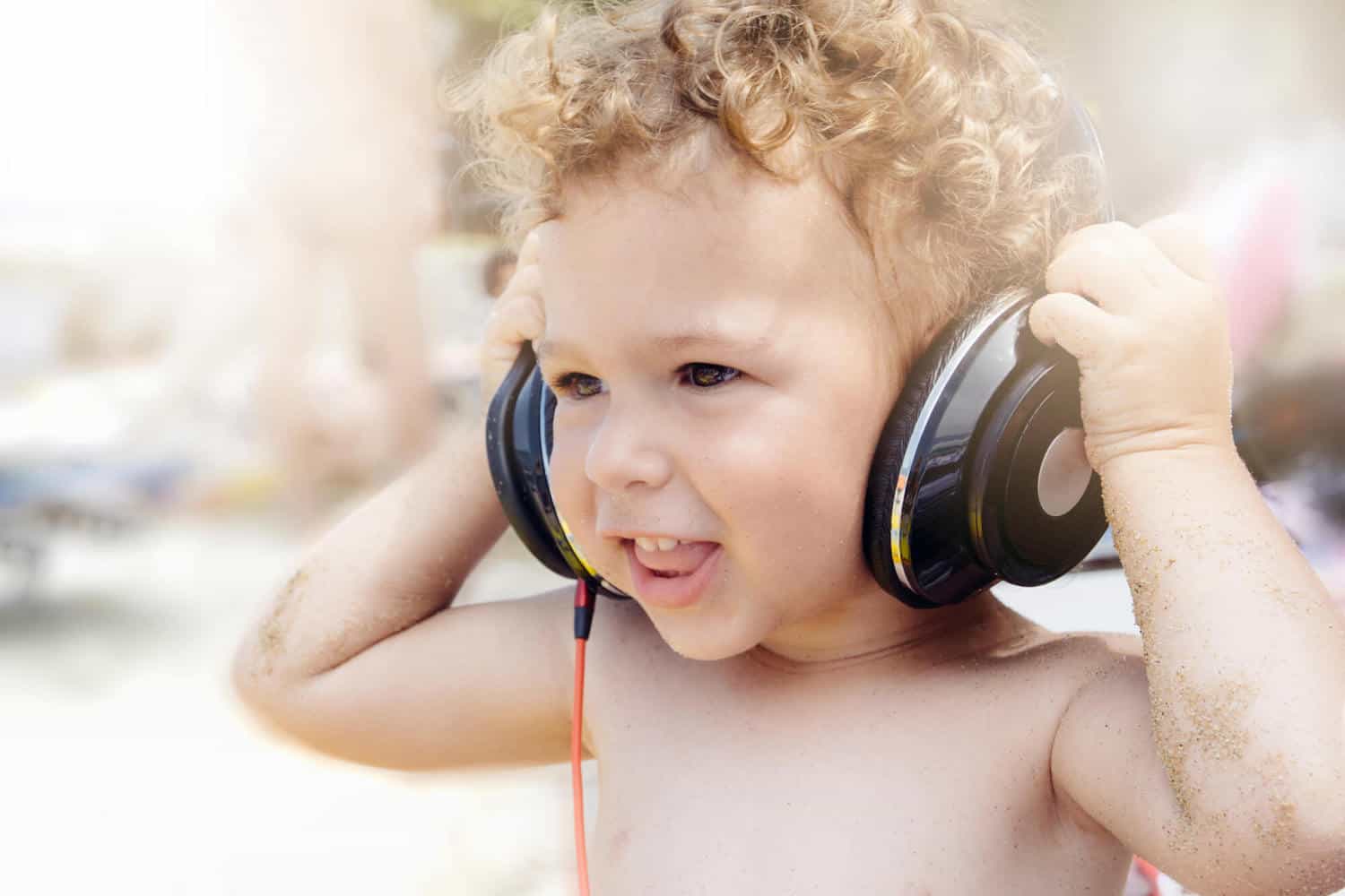 cool baby boy with headphones