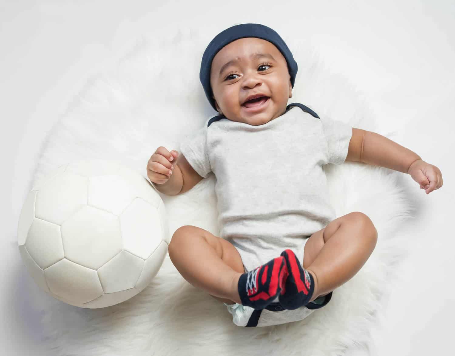 baby boy with soccer ball